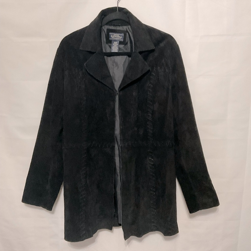 Sonoma 100% Leather Suede Boho style with whip stitch detail Black size XL